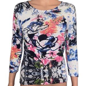 Peck & Peck Multicolor Floral Long Sleeve Top